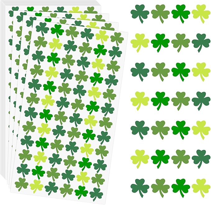 2160 PCS St Patricks Day Stickers Shamrock Stickers Small St. Patrick's Day Sticker for Kids Saint Patricks Day's Green Lucky Clover Self-Adhesive Labels Decor For Irish Party Envelope Cards Gift Bags