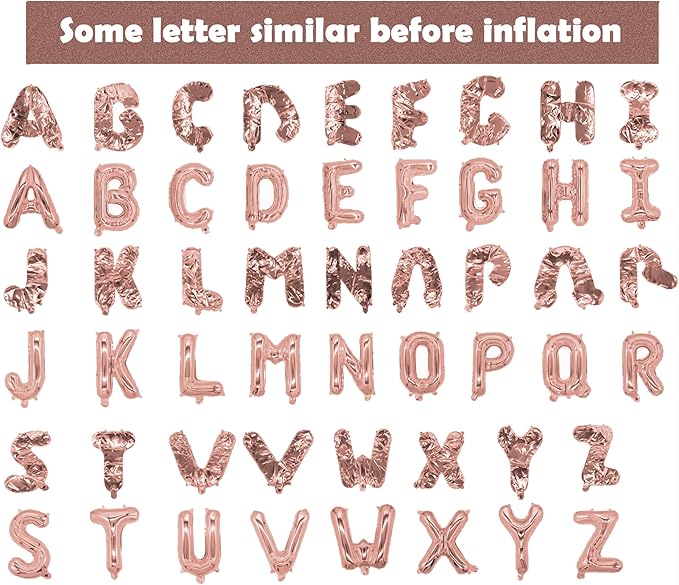16 Inch Gold Letter Balloons Mylar Foil Alphabet Letter A-Z Balloons Set for Wedding Birthday Party Decoration Banner(26pcs Pack,) (Rose gold)