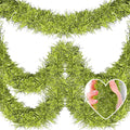 25 Feet Christmas Tinsel Garland, Metallic Twist Garland Wall Hanging Tinsel Garland Backdrop for Parade Floats, Carnival, Birthday, Wedding, New Year Party Decorations (Light Green, 4in x 25ft)