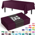 Exquisite 12-Pack Premium Plastic Tablecloth 54in. x 108in. Rectangle Table Cover - Plum