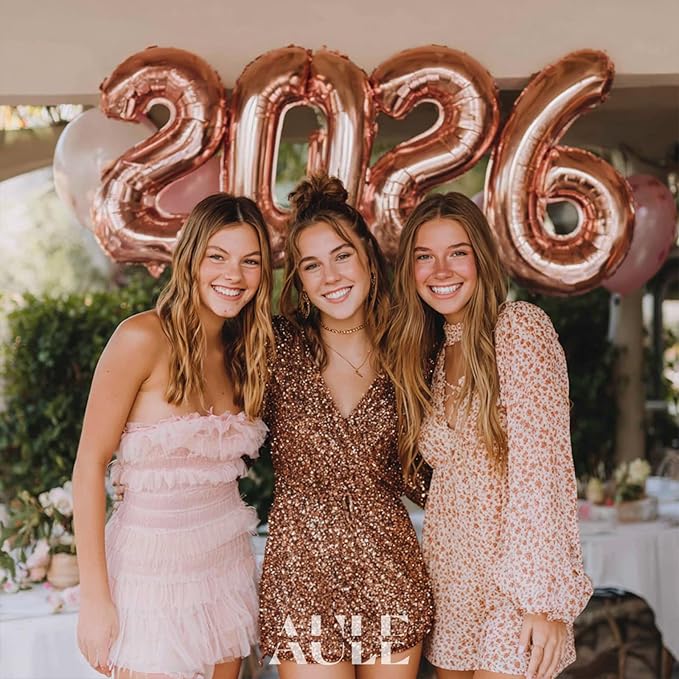 AULE 40 Inch Big Rose Gold 6 Balloon Number Large Foil Helium Number Balloons 0-9 Jumbo Giant Happy 6th Birthday Party Decorations for Boy or Girl Huge Mylar Anniversary Party Supplies