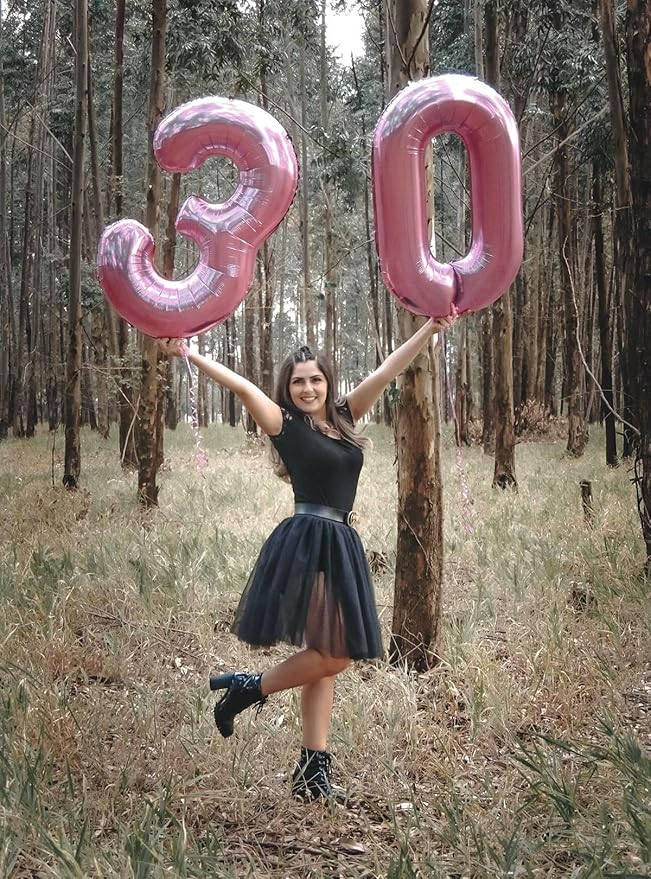 10 Number Balloons, 40 Inch Pearl Pink Balloons for Woman Man 10th Birthday Decoration, Foil Number 10 Ballon for 10, 100 Anniversary, Bridal Shower, Graduation, Wedding, Valentine's Day