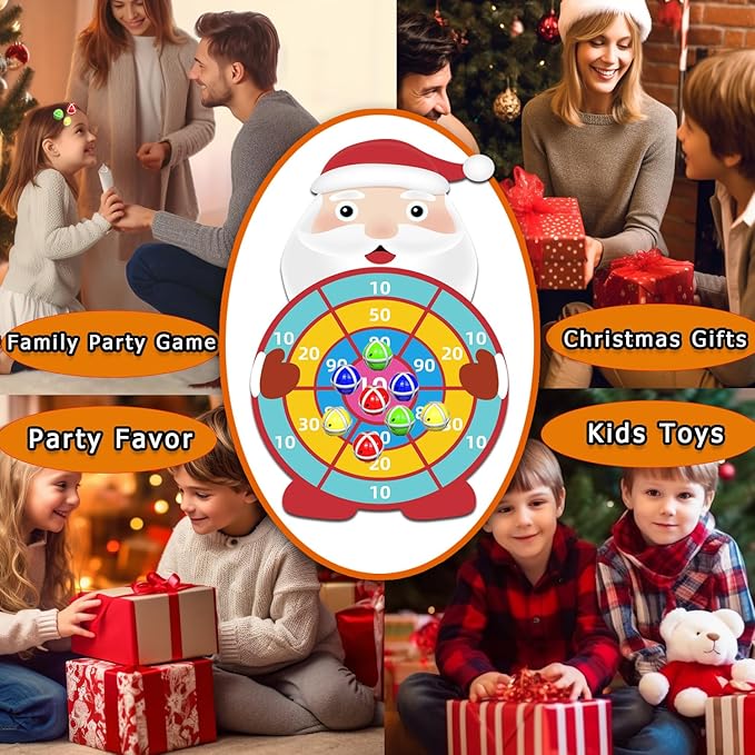 30” Christmas Games Toys Gifts for Kids, Large Santa Claus Dart Board Game, Christmas Party Supplies Indoor Outdoor Decor, Xmas Birthday Gifts for Boys Girls, Kids Party Favors Stocking Stuffers