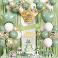 Sage Green Birthday Decorations with Olive Green Fringe Curtain Sash Foil Balloon Eucalyptus White Gold Latex Balloons Happy Birthday Banner for Girls Women Party Decoration