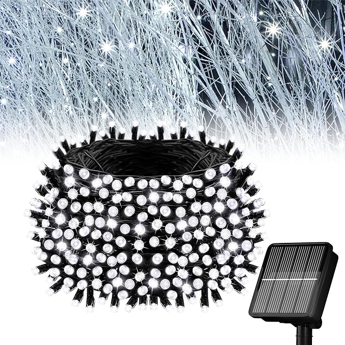 Solar String Lights for Outside, 39Ft 100 LED Solar String Lights Outdoor with 8 Modes Solar Lights for Outside Waterproof for Yard, Fence,Balcony, Party,Christmas Tree Decorations (Cold White)