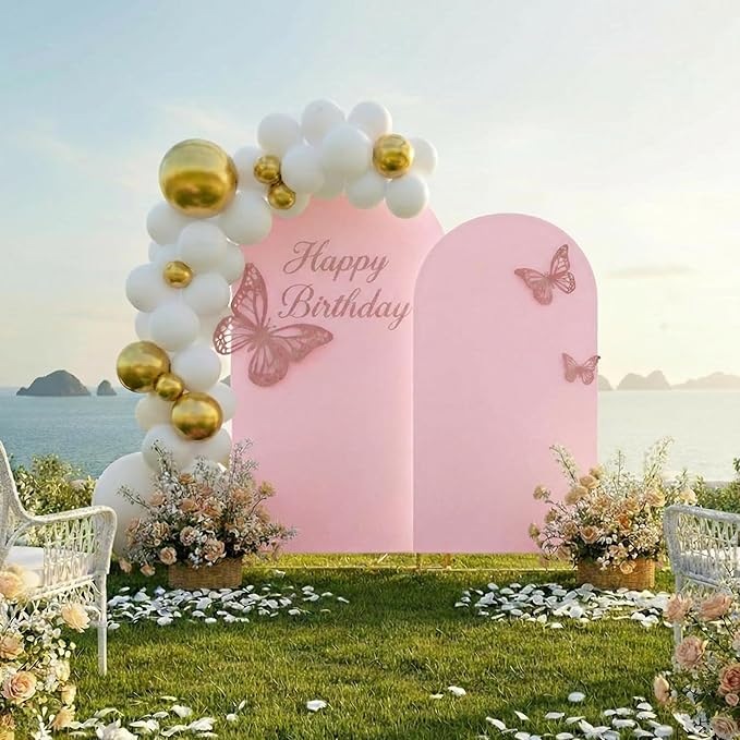 Metal Arch Backdrop Stand and Cover Set, 7.2FT, 6FT Party Backdrop, Easy to Assemble, Backdrop Stand for Parties, Birthday, Baby Shower