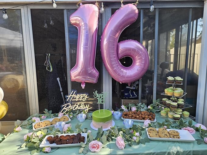 Balloon Numbers 40 Inch 5 Ballon for 5th Birthday Decorations, 15 25 35 50 Big Pink Number Balloons for Wedding Photo Shoot Party Decor