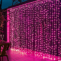 Dazzle Bright 300 LED Curtain String Lights, Valentine's Day Fairy Lights for Bedroom with 8 Lighting Modes, Connectable Waterproof Window Lights Party Wedding Garden Wall Christmas Decor, Pink