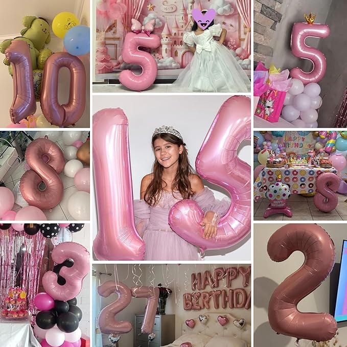Smlpuame Pastel Pink 6 Balloons, 40 Inch Large Light Pink Foil Number Balloons 0-10, Self-Sealing 6th Birthday Balloon for Girls Women Anniversary Baby Shower Princess Party Decorations Supplies