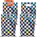 FunnyPars 50 Pcs Iridescent Checkered Race Car Party Favor Bags, Plastic Black and Iridescent Car Goodie Treat Bags, Racecar Laser Plaid Gift Bags for Kids Fast Race Car Birthday Party Decorations