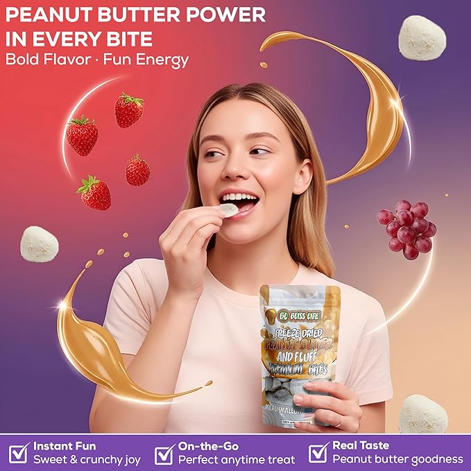 Freeze Dried PB&J Grape Candy Exotic new TikTok Trend Unique Novelty Snack that Melts in your Mouth 2oz