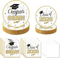 320Pcs Graduation Table Decorations Party Supplies - White Gold Graduation Plates and Napkins Class of 2026 Disposable Dinnerware Set for College High School Congrats Grad Party Favors, Serve 80