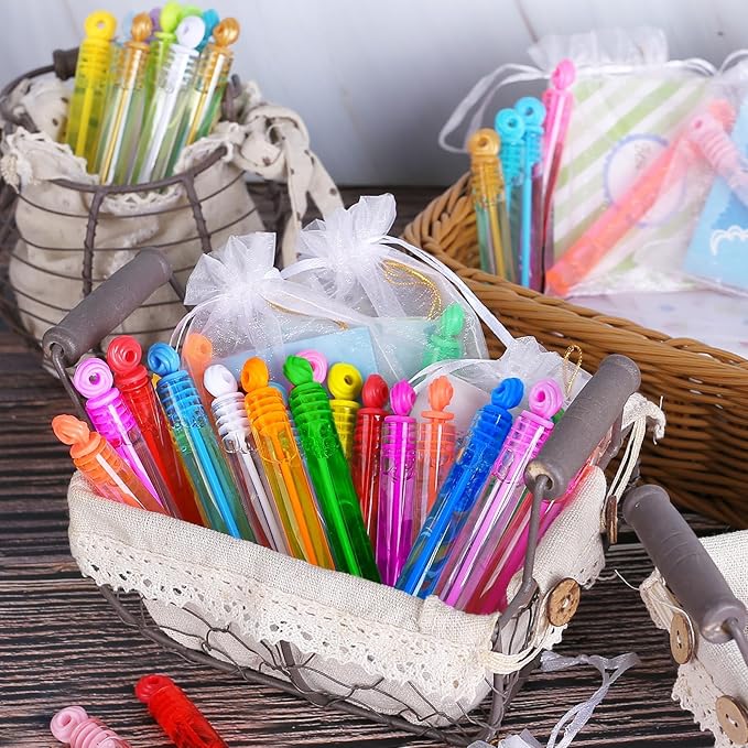 Birthday Party Favors Toys for Kids Child, 300 Pcs 20 Colors Mini Bubble Wands Assortment, Christmas Stuffers, Wedding Celebration,Thanksgiving New Year, Bath Time, Summer Outdoor Gifts for Girls Boys