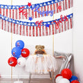 Mega-L 4th of July Decorations 4Packs 78 Feet Foil Fringe Garland Tinsel Streamers, Red White and Blue Star Metallic Hanging Backdrop Banner Table Skirts for Parade Floats Memorial Day Patriotic Party