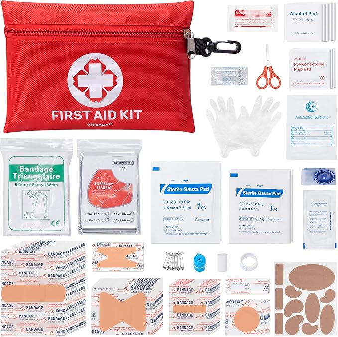 PTEROMY 150 Piece Mini First Aid Kit, Portable Small Emergency Kits Compact 1st Aid Kit for Car, Travel, Home, Camping, Outdoor, Hiking