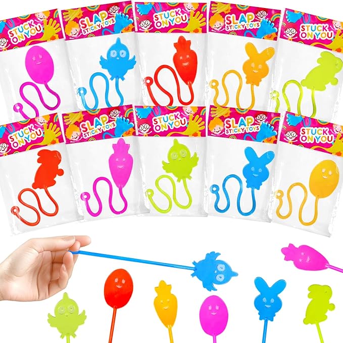 Bulk Easter Sticky Hands Toys for Kids,100 Pack Easter Party Favors for Toddlers,Non Candy Basket Goodie Gift Bag Stuffers,Easter Egg Pinata Fillers Classroom Games Activities Prizes for Boys Girls