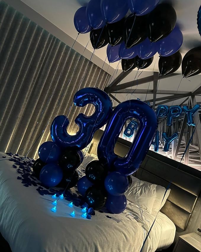 Night Blue Number 3 Balloon 40 Inch, 3rd Birthday Celebration Supplies for Girls Boys Women Men, 3 Balloon for Girls Boys Theme Party