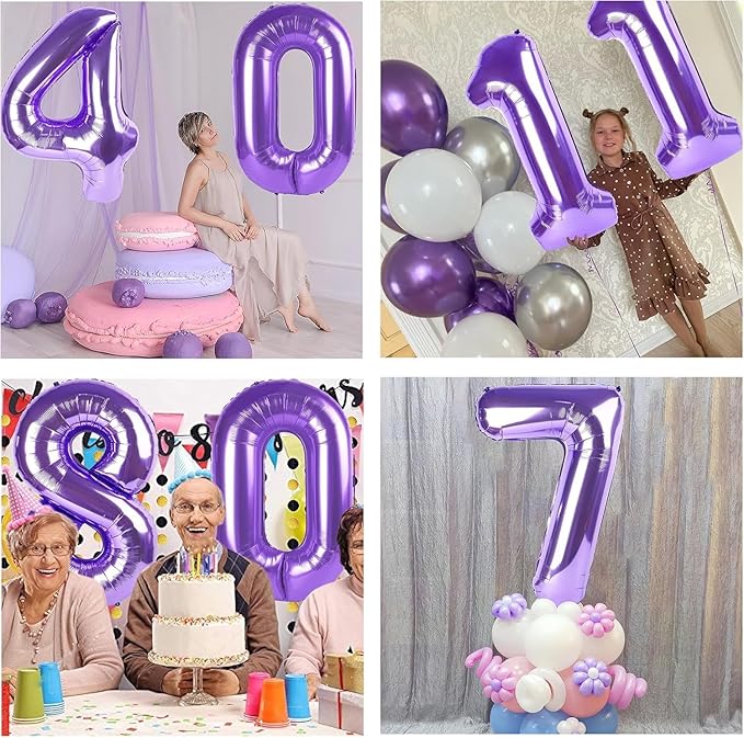 Purple Number Balloons, 40 Inch Purple Balloon 1.1 Helium Balloon 1st Birthday for 1 Years Birthday Decoration Children Girls Boys