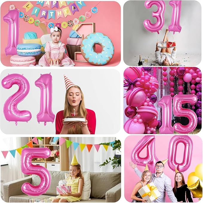 Pink Number Balloons, Large Hot pink Number 3 Balloon 40 Inch Pink 3 Balloon for Men Women Boys Girls 3rd Birthday Party Decoration