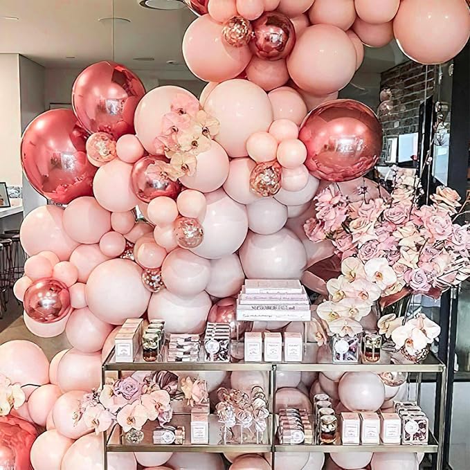 PartyWoo Baby Pink Balloons 140pcs Different Sizes of 18 12 10 5 Inch Pastel Light Pale Pink Peach Balloon Arch Kit Garland for Wedding Baby Shower Engagement Girl Birthday Party Decorations Pink-Q21