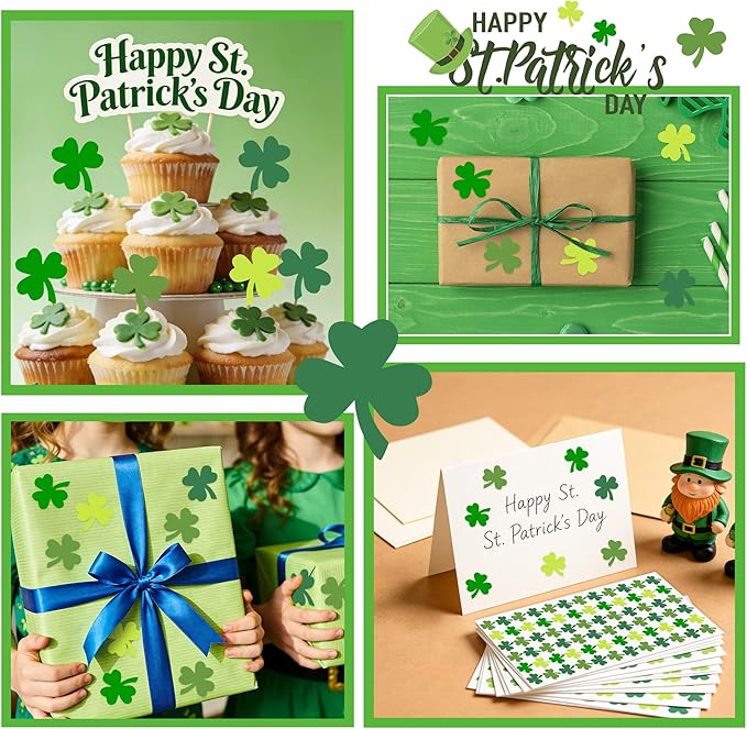 2160 PCS St Patricks Day Stickers Shamrock Stickers Small St. Patrick's Day Sticker for Kids Saint Patricks Day's Green Lucky Clover Self-Adhesive Labels Decor For Irish Party Envelope Cards Gift Bags