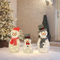 Dazzle Bright Snowman Christmas Decorations, 3-Piece Light Up 2D Snowman Family, 60 L Snowman Waterproof for Indoor or Outdoor Garden Yard Lawn Holiday Party Decor (Plush)