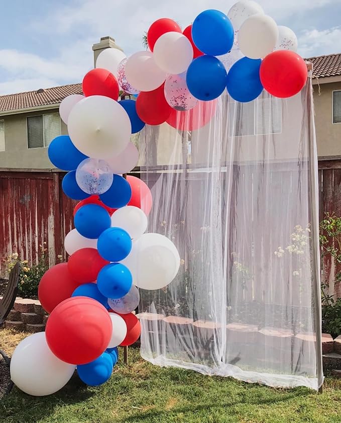 105pcs Red White Blue Balloons 12inch Party Latex Balloons for 4th of July Independence Day Graduation Anniversary Party Decorations