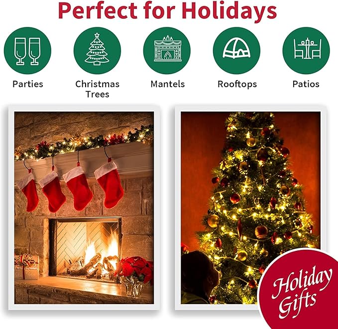 LAMPHOME Clear Warm White Christmas String Lights, 100 Count 19.6Ft Incandescent Mini Lights, Green Wire Waterproof Indoor Outdoor String Lights for Xmas Tree, Garland & Holiday Party Decor