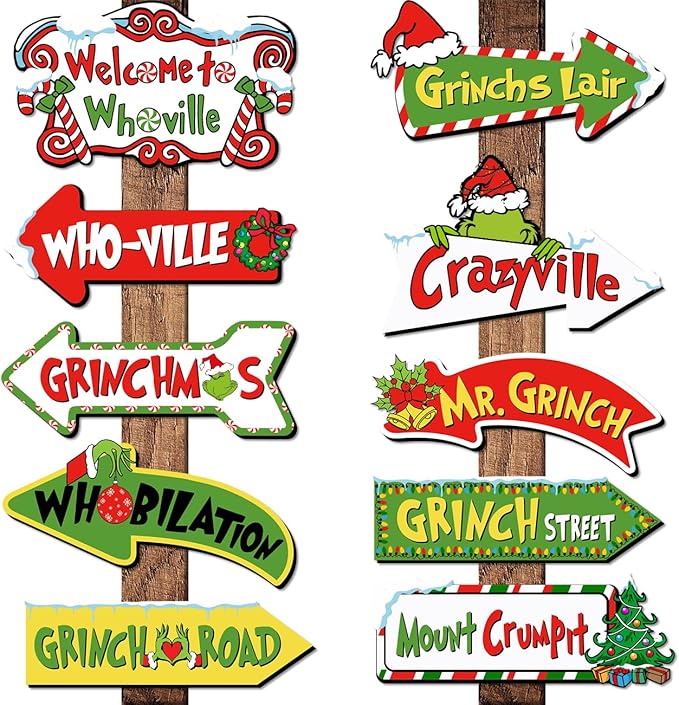 20Pcs Christmas Decoration Greenchmas Yard Sign Greenchmas Outdoor Christmas Photo Proops Greench Arrow Yard Sign Outdoor for Xmas Party Supplies