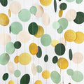 Sage Green Gold Beige Party Polka Dot Garlands Oilve Green Glitter Gold Hanging Paper Circle Dots Streamer for Baby Shower Birthday Wedding Engagement Retirement Boho Safari Party Decorations Supplies