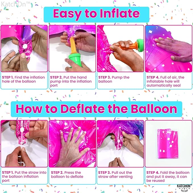 KatchOn, Rainbow 40 Inch 3 Balloon - Pink Blue | 3rd Birthday Decorations | Unicorn Party