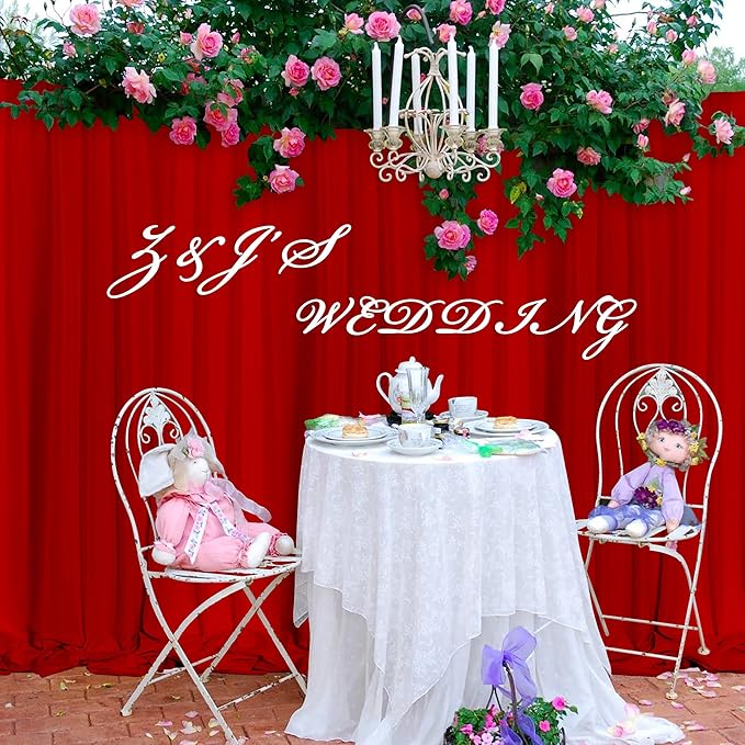 MEETSKY Red Backdrop Curtains for Party Christmas Day Wedding Ceremony Red Curtains Fabric Photography Backdrop Drapes for Birthday Party Baby Shower,5ft x 10ft,2 Panels