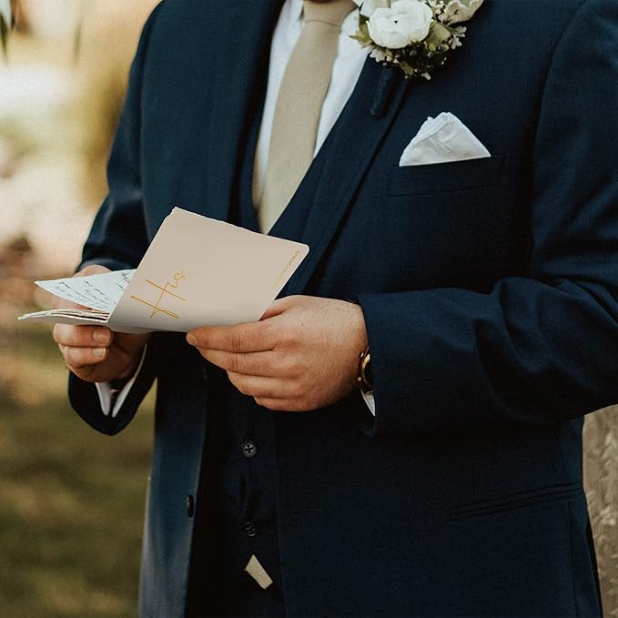 Elegant Vow Books With Gold Foil Lettering For Your Wedding - Perfectly Sized His and Hers Vow Books With Plenty Of Pages To Write Whatever is on Your Heart - A Beautiful Addition For The Wedding Day