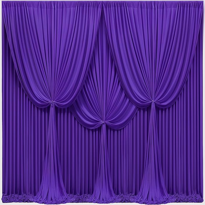 40x10FT Dark Purple Backdrop Curtains for Wedding Parties, Wrinkle Free Polyester Photography Backdrop Drapes for Baby Shower Birthday Parties Stage Background Stand Decorations 4x10ft,10 Panels