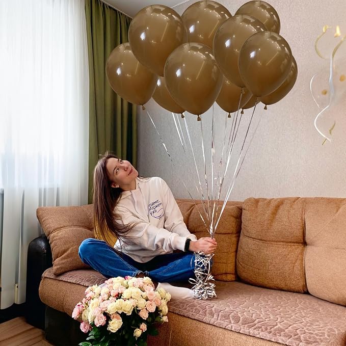 Brown Balloons 5 Inch, 60Pcs Small Light Brown Balloon Coffee Chocolate Latex Balloons 5'' Mini Matte Tan Caramel Mocha Helium Balloons for Birthday Wedding Boho Baby Shower Party Decorations
