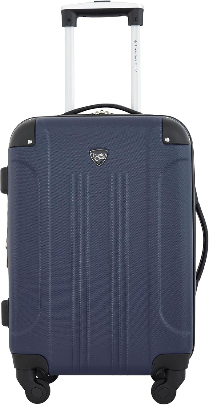 Travelers Club Chicago Hardside Expandable Spinner Luggage, Navy Blue, 3 Piece Set