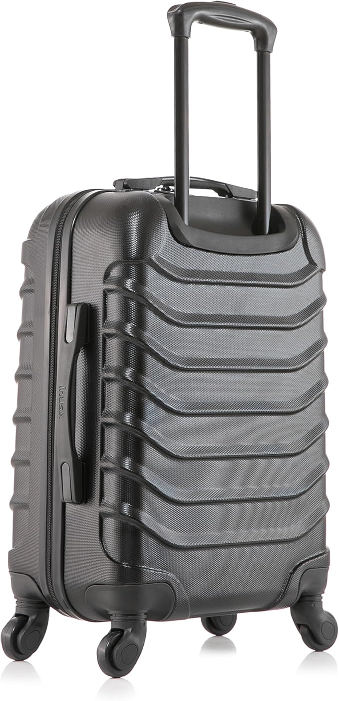 InUSA ENDURANCE Luggage with Spinner Wheels | Durable Lightweight Hardshell Suitcase, Spacious Travel Bag with Handle and Trolley | 20-Inch Carry On Small Luggage | Black