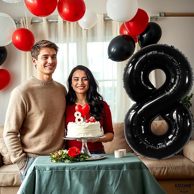 KatchOn, Giant Black 8 Number Balloon - 40 Inch | Black Number 8 Balloon | 8 Birthday Balloon, 8th Birthday Decorations Boys | Number 8 Balloon for 8 Year Old Boy Birthdays Decorations
