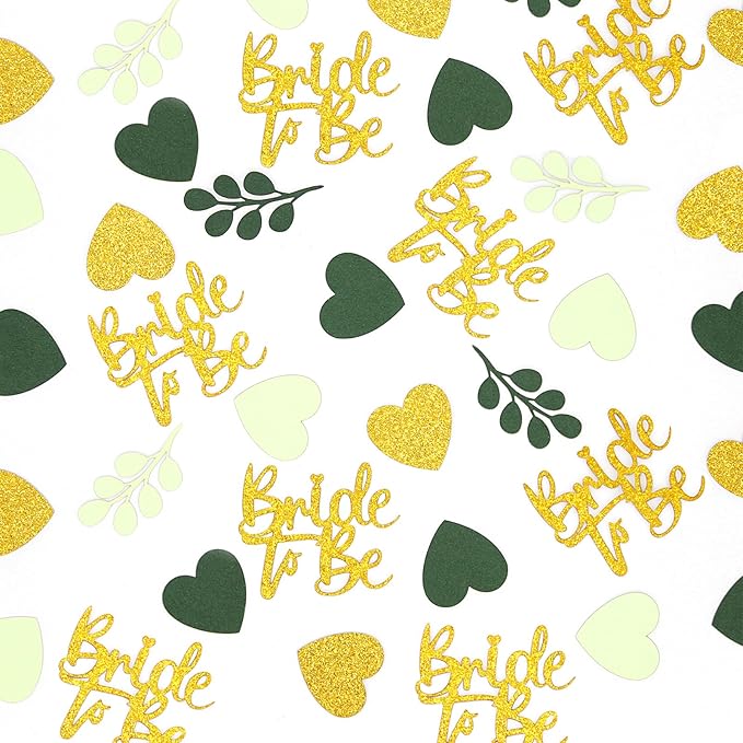 200PC Sage Green Bachelorette Party Decorations Bridal Shower Confetti for Tables Heart and Sage Bride to Be Table Scatters for Engagement Wedding Decor Party Supplies