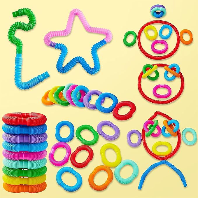 JOYIN 72 Pack Pop Tubes, Sensory Toys (Small) Fidget Toys Party Favors - 9 Colors, Creativity Learning & Fun for Toddler Kids - Perfect for Easter Goodie Bags, Classroom School Reward