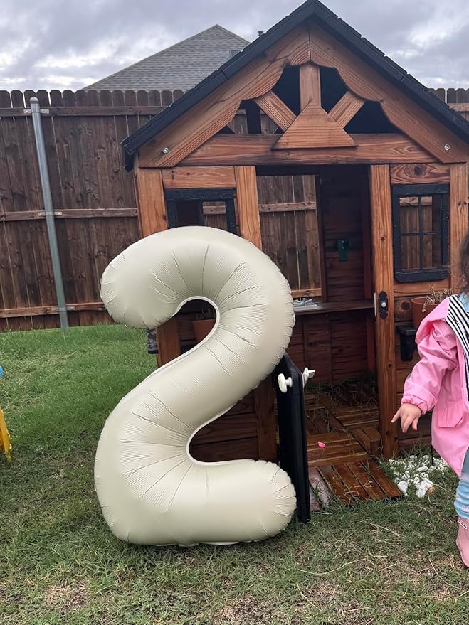 40 Inch Cream Number 2 Balloon, Giant 2 Number Balloons for 2nd Birthday Decorations, Party Supplies for Baby Boy Girl, Cream Party Decor