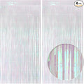 4 Pack White Party Streamers Backdrop Curtains, 3.3x8.2ft Holographic Tinsel Foil Curtain Photo Booth Props for Birthday, Wedding, Holiday Celebration, Bachelorette, Theme Decorations