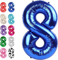 Navy Blue Foil Number 8 Balloon 40 Inch, Helium Mylar Eight Number 8 18 28 38 48 58 80 88 Birthday Balloons, 8th Blue Women Men Wedding Anniversary, Graduations Party Supplies