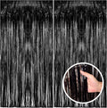 2 Pack Black Party Streamers Backdrop Tinsel Foil Fringe Curtains Halloween Party Decorations Birthday Wednesday Twilight Party Decorations Graduation Wizard Party Supplies