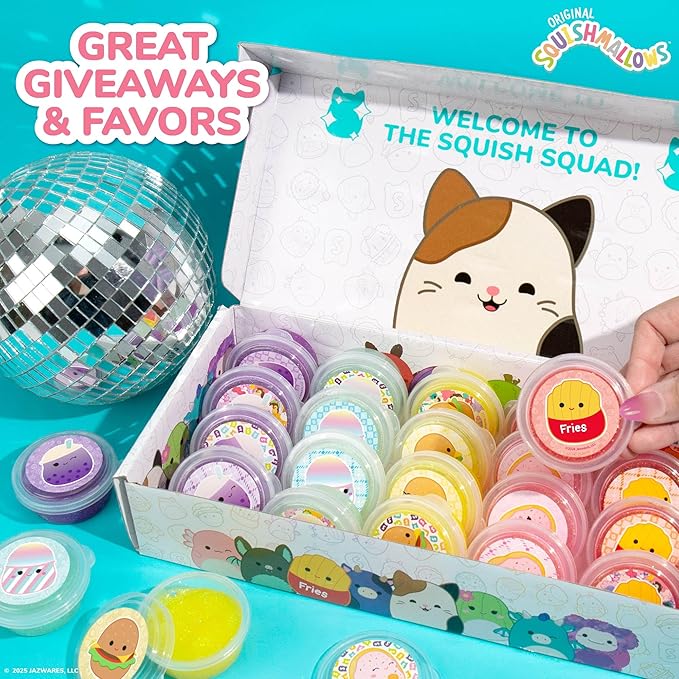 Original Squishmallows Ultimate Compounds Set, 25-Pack, Scented Glitter Slimes, Slime Party Favors for Kids, Slime Bulk, Kids Party Favors Goodie Bags, Mini Slime, Sludge Toys