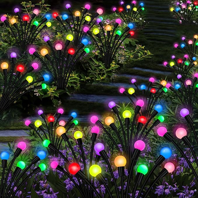 Kohlrabi Solar Garden Lights Outdoor, 4 Pack 40 LED Solar Firefly Lights Waterproof, Sway by Wind, Swaying Light for Yard Patio Backyard Garden Planter Flower Bed Pathway Outdoor Decoration
