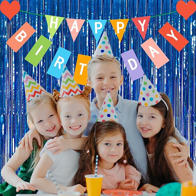 20 Pack Foil Curtain Backdrop Blue Metallic Tinsel Foil Fringe Curtains Photo Booth Props for Birthday Wedding Engagement Baby Shower Bachelorette Christmas Holiday Celebration Party Decorations