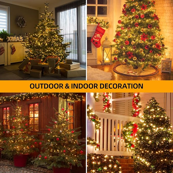 1000 LED 328ft 8 Modes with Timer Christmas String Lights IP55 Outdoor Waterproof UL Certificated Indoor Fairy Lights Garden Patio Wedding Christma Trees Parties Decoration Warm White