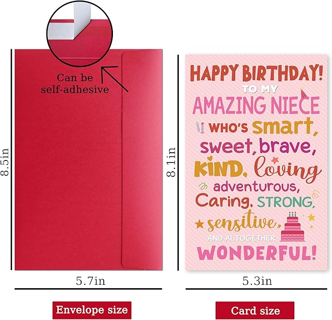 Niece Birthday Card, Funny Birthday Card Gifts for Her from Aunt and Uncle, Heartwarming Greeting to A Wonderful Niece