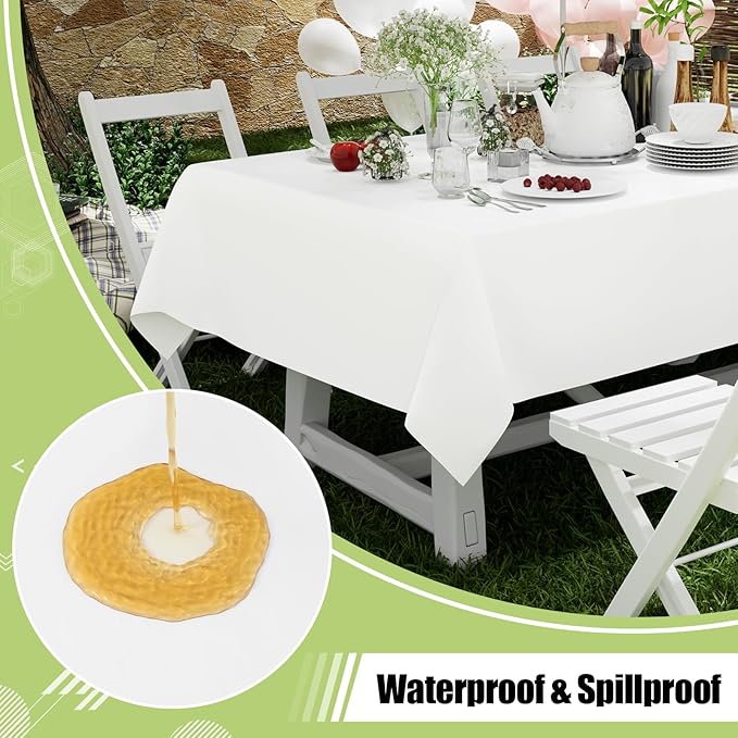 Smiry Disposable Table Cloth - 15 Pack, 54 x 108 Inch Waterproof Rectangle Tablecloths for Parties, Decorative Plastic Table Cover, Leakproof & Sturdy, White